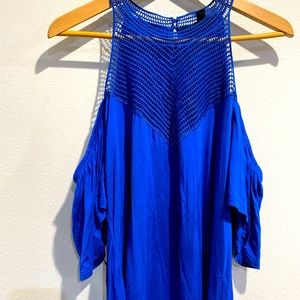 Thalia Sodi blue net top